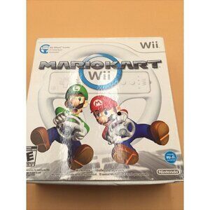 Mario Kart Nintendo Wii Video Game Complete Box Wheel Game Disc & Manual Tested